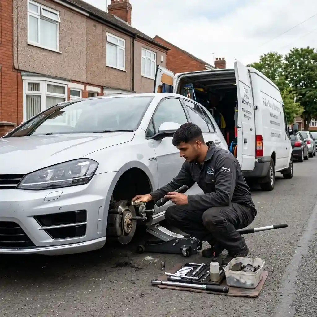 Brake repair Birmingham mechanic inspecting a customer's car