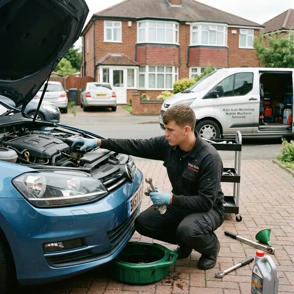 Oil change Birmingham mechanic servicing a customer's car
